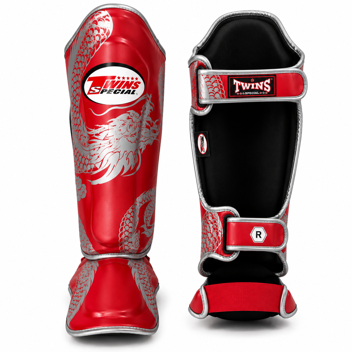 Canilleras de Muay Thai Twins Special Dragon 49 FSGL10-49 - 100% Cuero