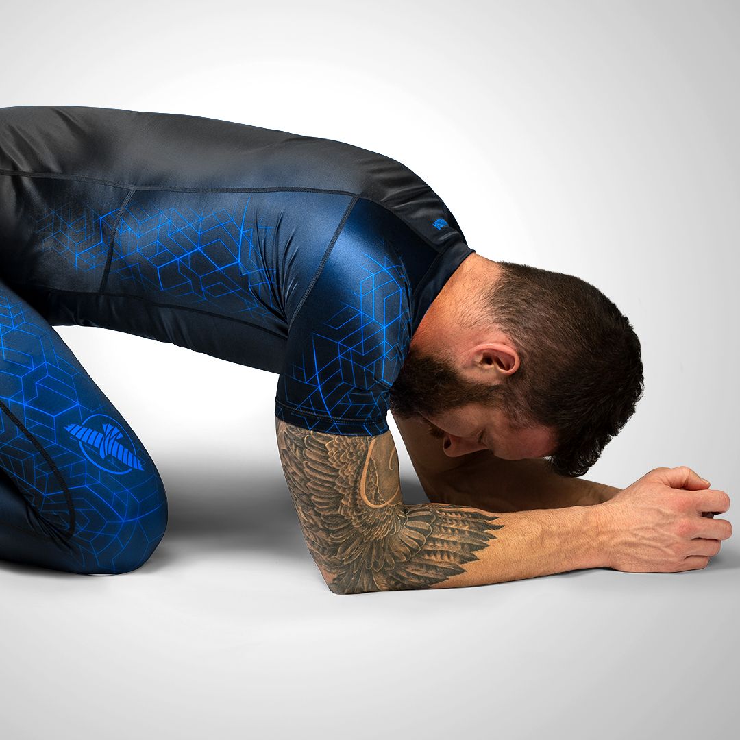 Rashguard Hayabusa Geo Azul M/C - Poliester/Spandex