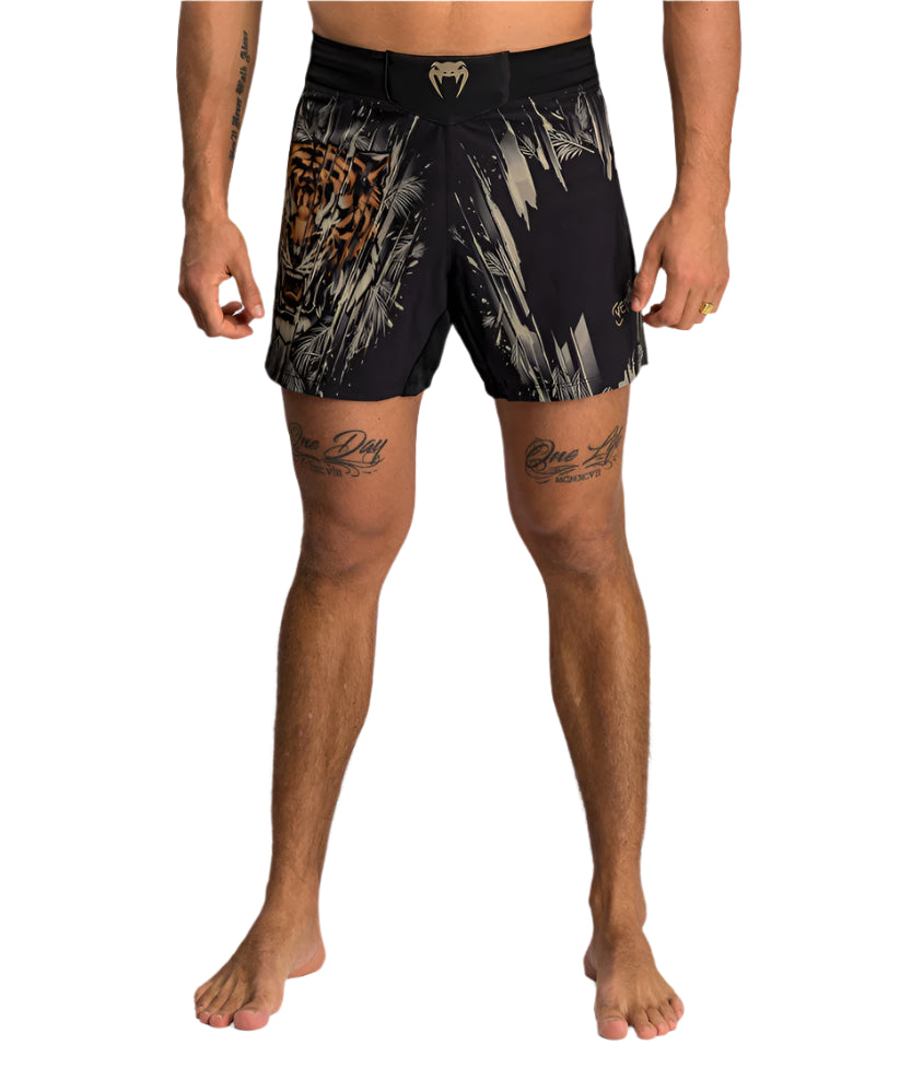 Short de MMA Venum Tiger - Negro/Anaranjado Neon