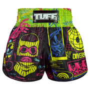Shorts de Muay Thai Tuff High Cut Retro "Neon Graffiti"
