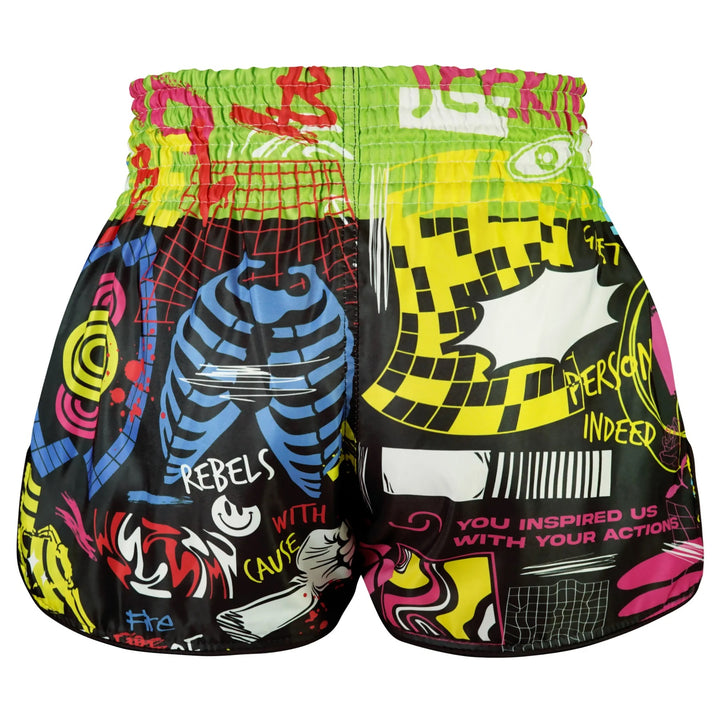 Shorts de Muay Thai Tuff High Cut Retro "Neon Graffiti"