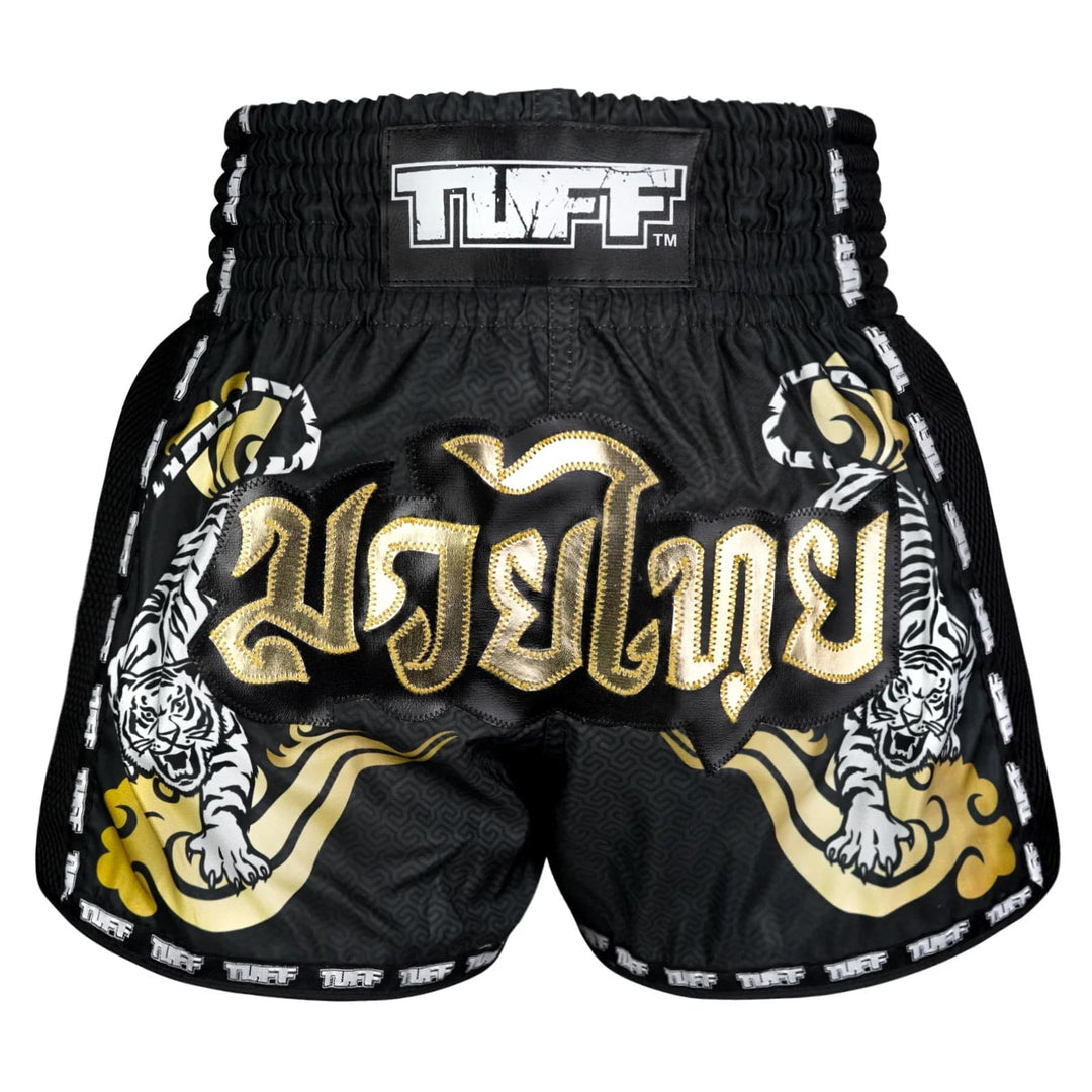 Shorts de Muay Thai Tuff New Retro "Twin Tiger" Negro