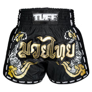 Shorts de Muay Thai Tuff New Retro "Twin Tiger" Negro