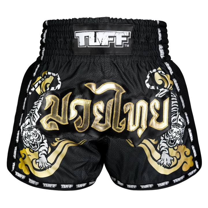 Shorts de Muay Thai Tuff New Retro "Twin Tiger" Negro