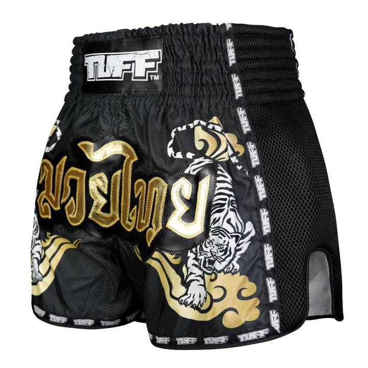 Shorts de Muay Thai Tuff New Retro "Twin Tiger" Negro