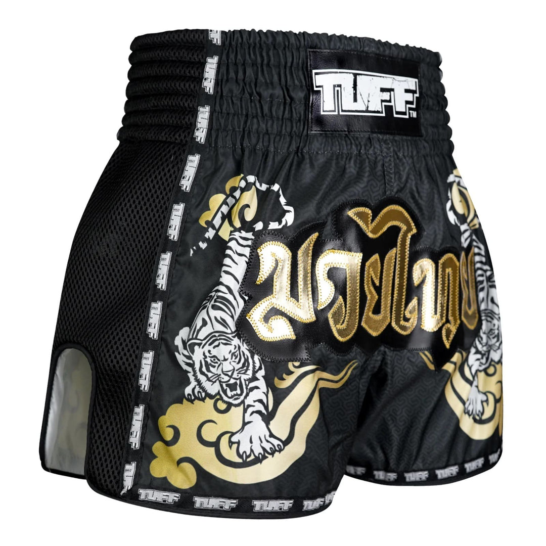Shorts de Muay Thai Tuff New Retro "Twin Tiger" Negro