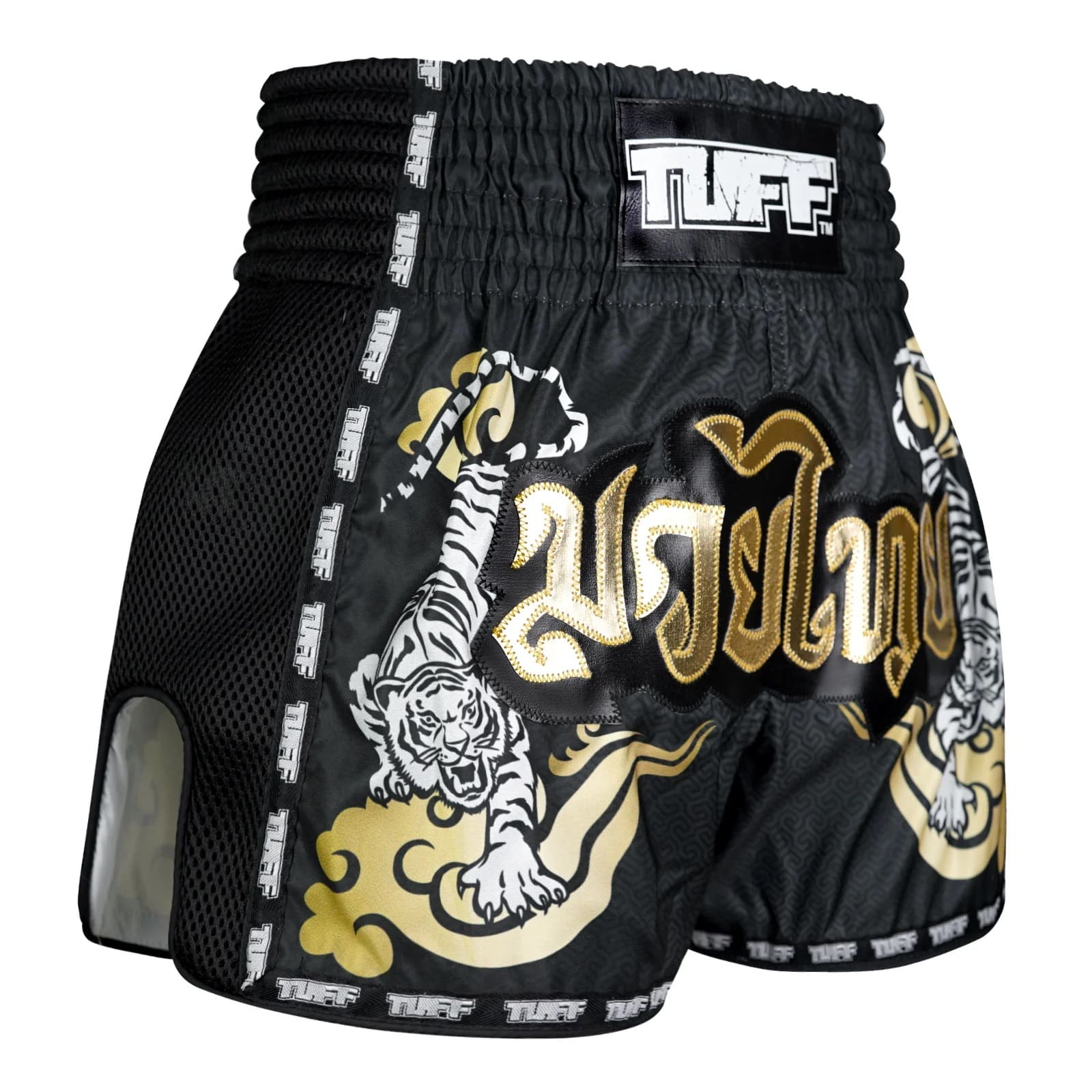 Shorts de Muay Thai Tuff New Retro "Twin Tiger" Negro