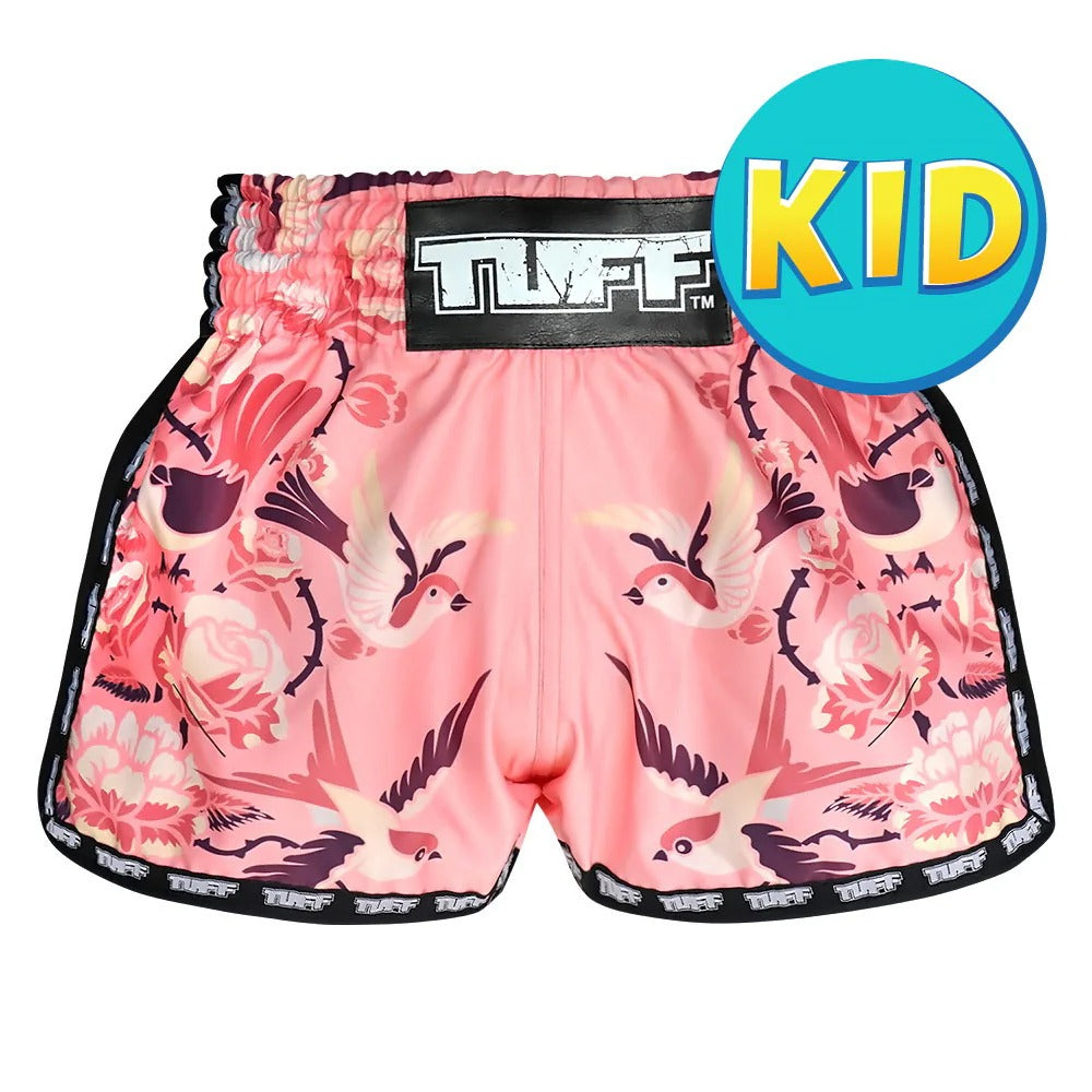 Shorts de Muay Thai Tuff Retro Niños Birds With Roses
