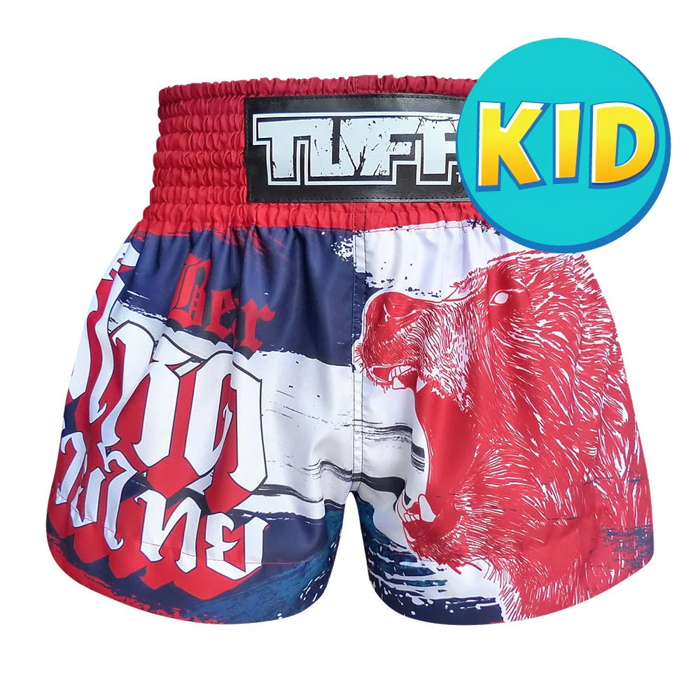 Shorts de Muay Thai Tuff Niños "Furious Bear" Azul