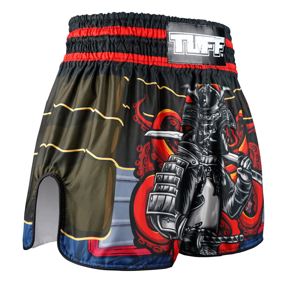 Shorts de Muay Thai Tuff High Cut Retro "The Undefeated Steel Spirit" Marrón