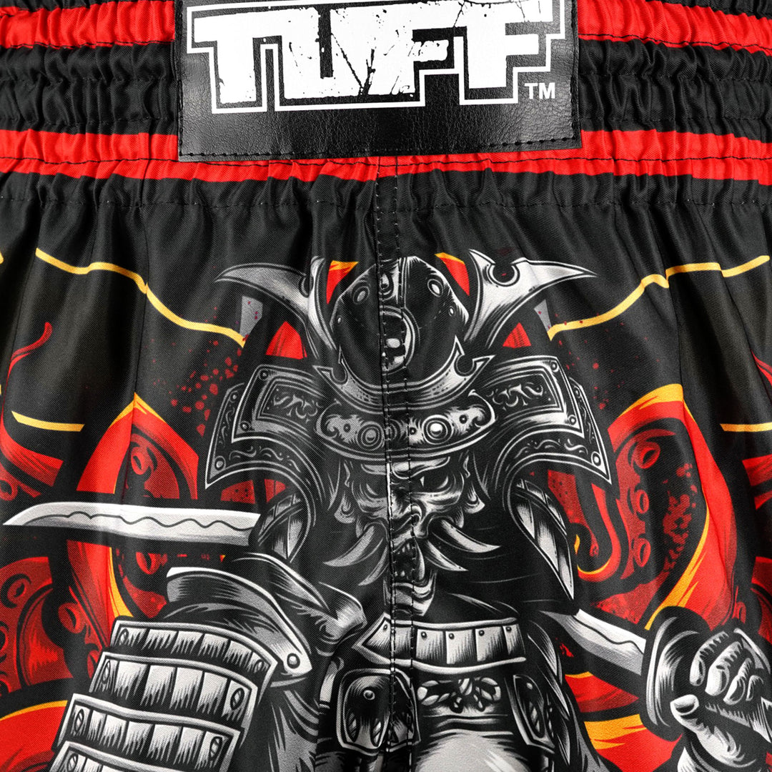 Shorts de Muay Thai Tuff High Cut Retro "The Undefeated Steel Spirit" Marrón