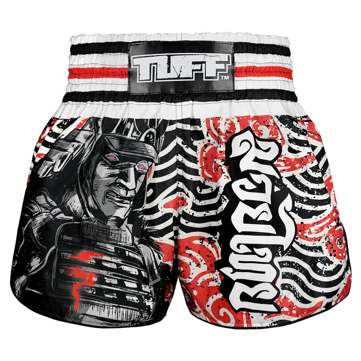 Shorts de Muay Thai Tuff High Cut Retro "Waves Of Bushido Elegance" Negro