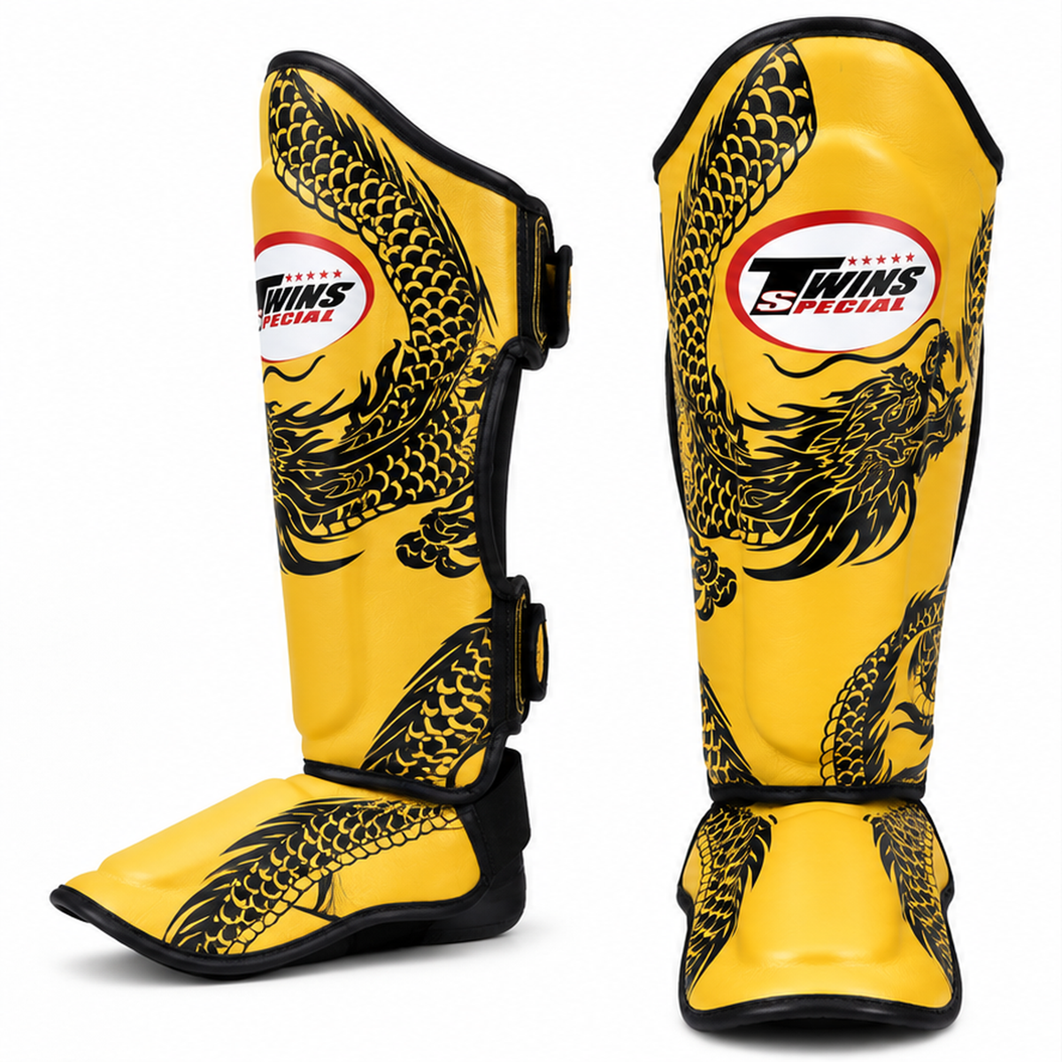 Canilleras de Muay Thai Twins Special Dragon 49 FSGL10-49 - 100% Cuero