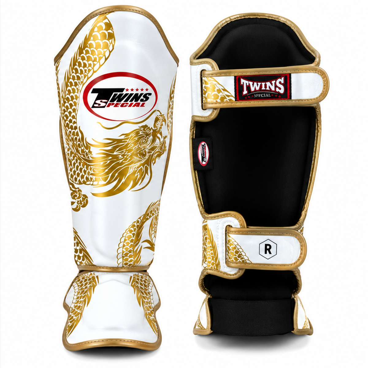 Canilleras de Muay Thai Twins Special Dragon 49 FSGL10-49 - 100% Cuero