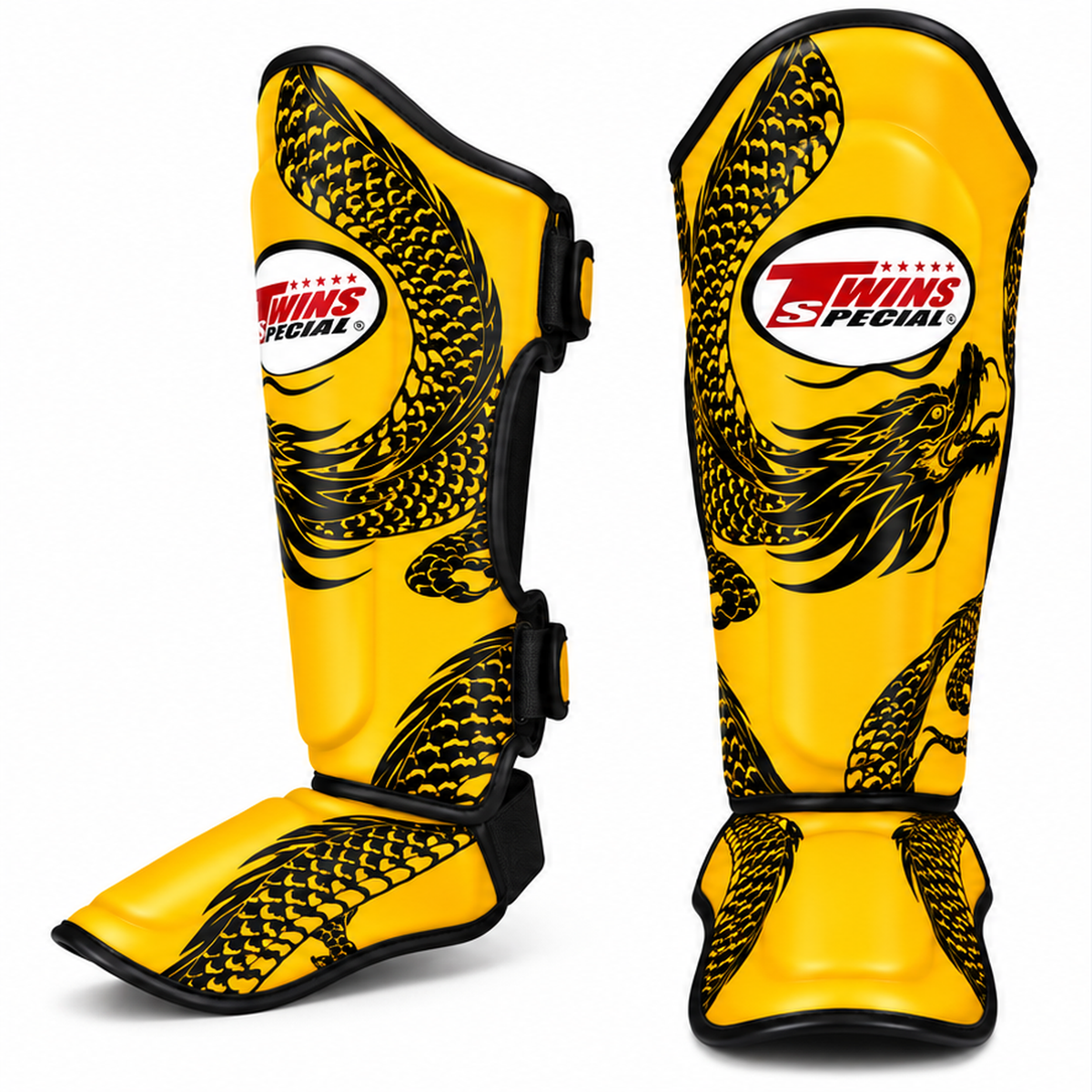 Canilleras de Muay Thai Twins Special Dragon 49 FSGL10-49 - 100% Cuero