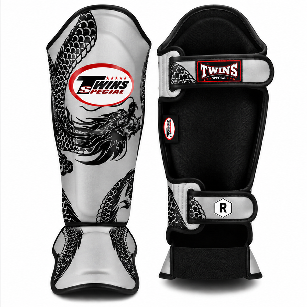 Canilleras de Muay Thai Twins Special Dragon 49 FSGL10-49 - 100% Cuero