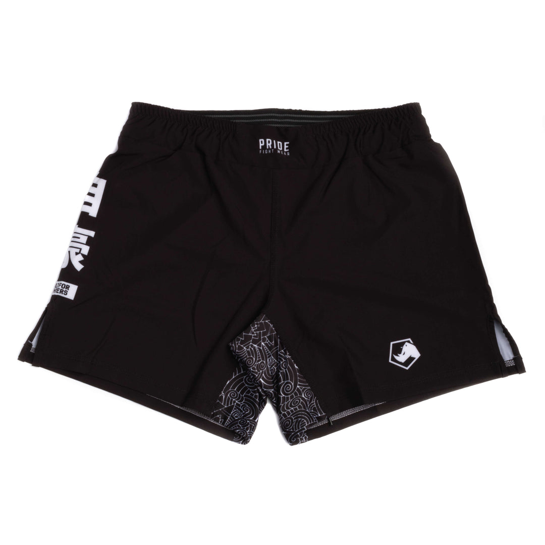 Short Pride Light Warrior Soul Tribal Negro para Muay Thai, Kickboxing, MMA.