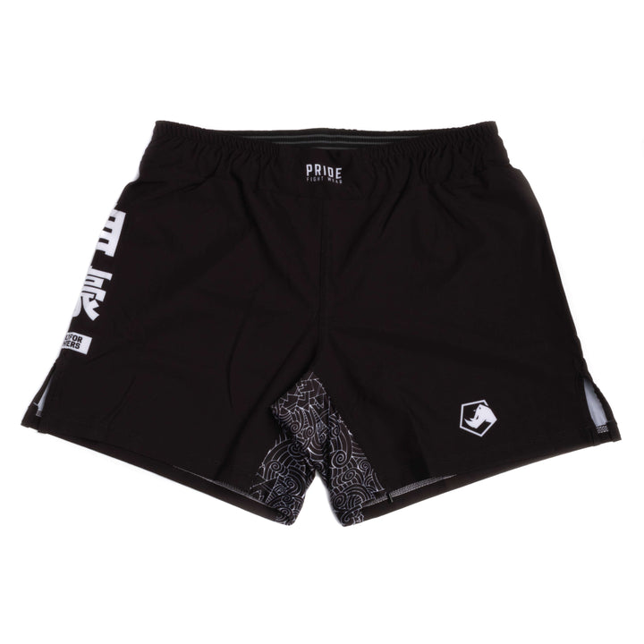 Short Pride Light Warrior Soul Tribal Negro para Muay Thai, Kickboxing, MMA.