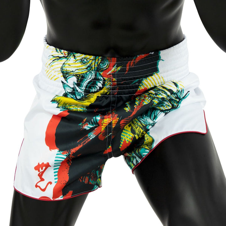 Shorts de Muay Thai Fairtex BS1908 Satoru Blanco - 100% Poliester