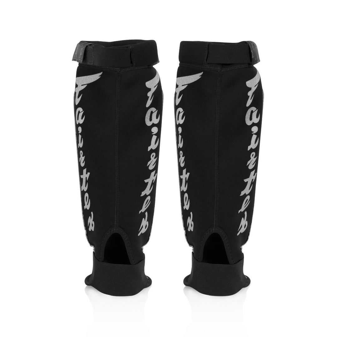 Canilleras de MMA Fairtex SP6 Negro - Cuero genuino/Neopreno