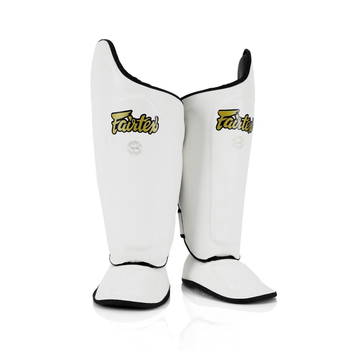 Canilleras de Muay Thai Fairtex SP8 Blanco - 100% Syntek