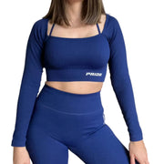 Crop manga larga deportivo Energy para mujer Pride Activewear - Azul