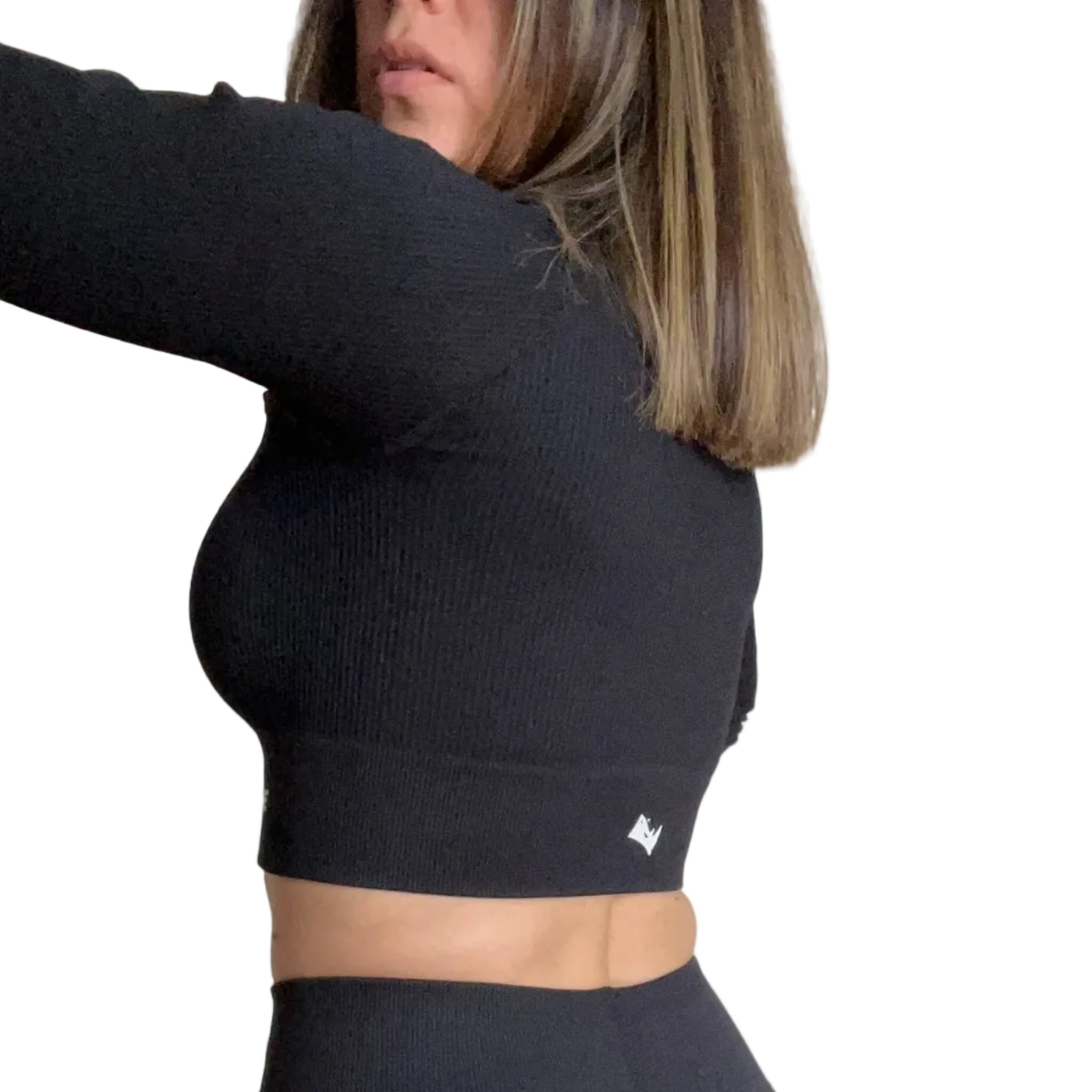 Crop manga larga deportivo Energy para mujer Pride Activewear - Negro