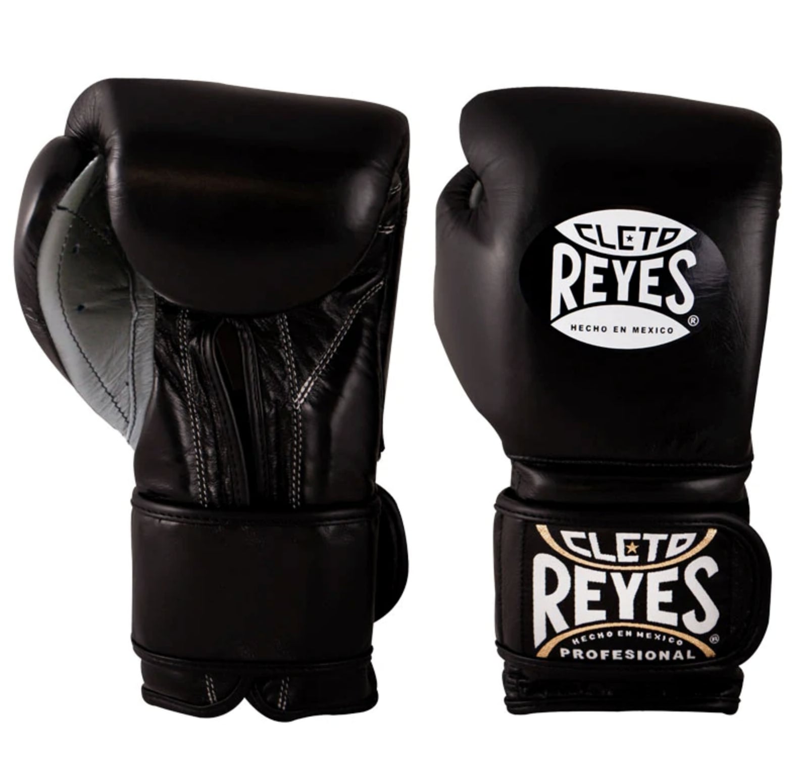 Guantes de Boxeo Cleto Reyes Velcro Negro- 100% Cuero Genuino