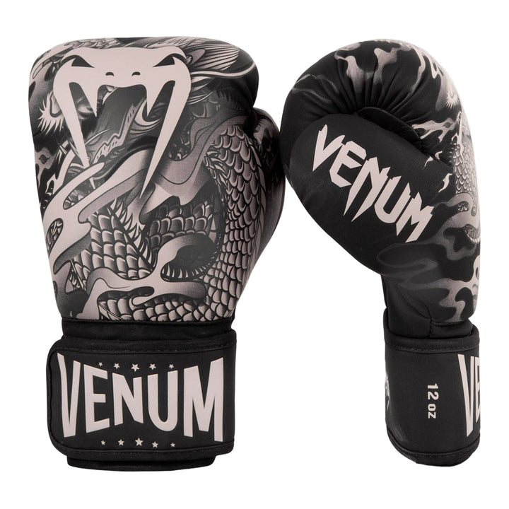 Guantes de boxeo Venum Dragon Flight Negro/Arena - 100% Poliuretano Premium