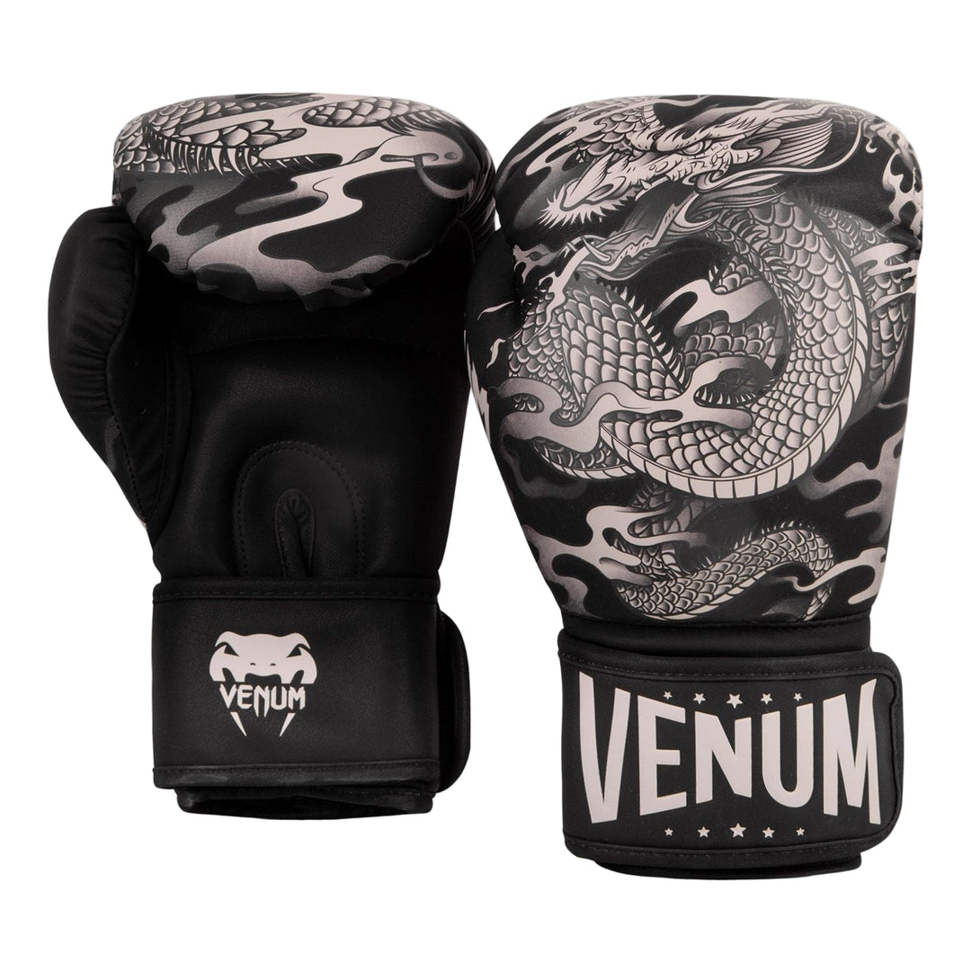 Guantes de boxeo Venum Dragon Flight Negro/Arena - 100% Poliuretano Premium