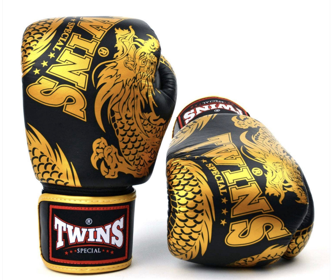 Guantes Twins Special Dragon 49 Dorado Boxeo y Muay thai - 100% Cuero