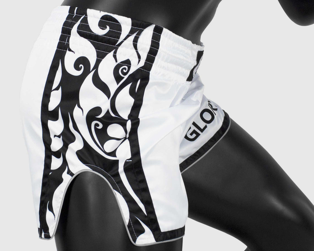 Shorts de Muay thai Fairtex BSG3 Glory Tribal Blanco- 100% Poliester