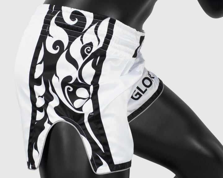 Shorts de Muay thai Fairtex BSG3 Glory Tribal Blanco- 100% Poliester