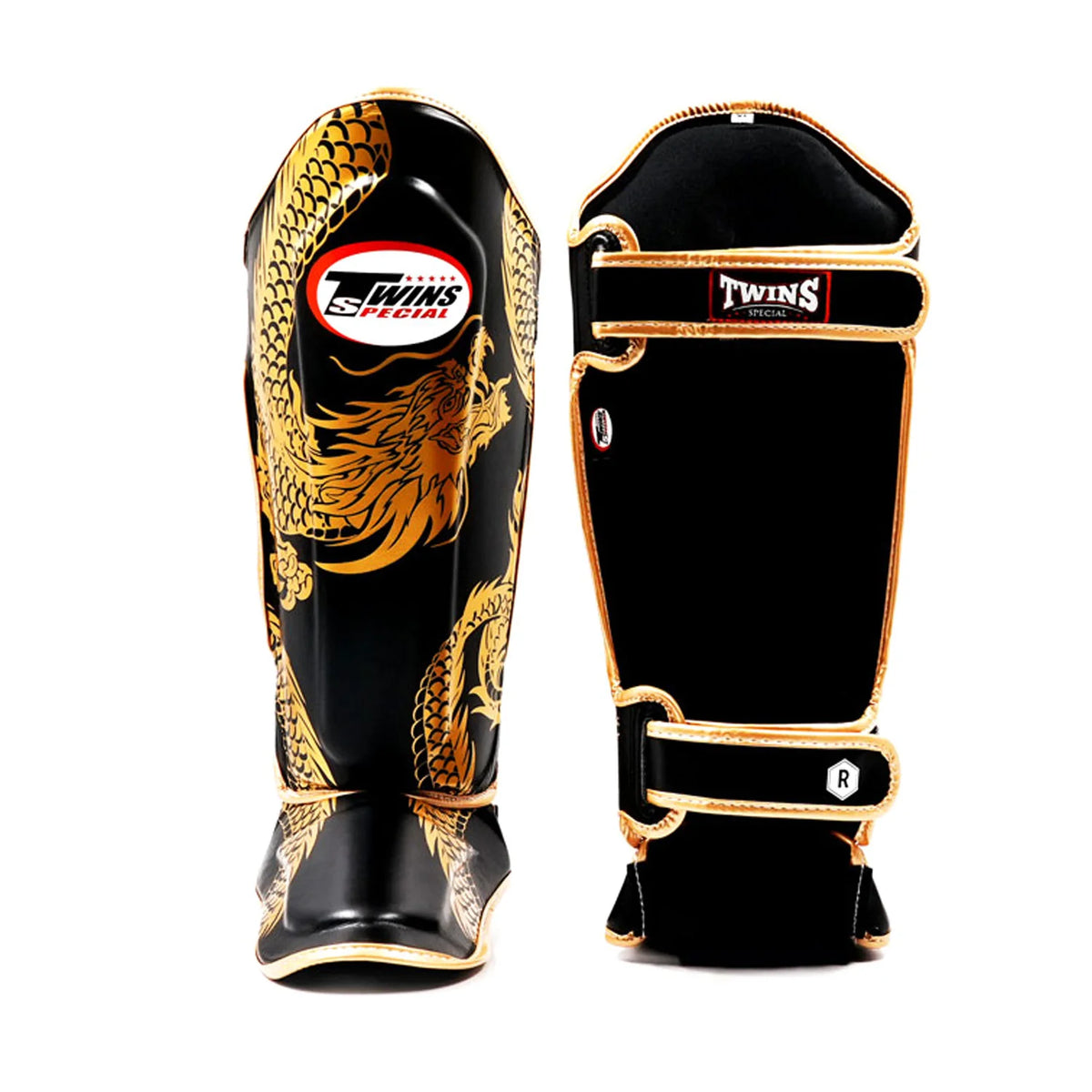 Canilleras de Muay Thai Twins Special Dragon 49 FSGL10-49 - 100% Cuero