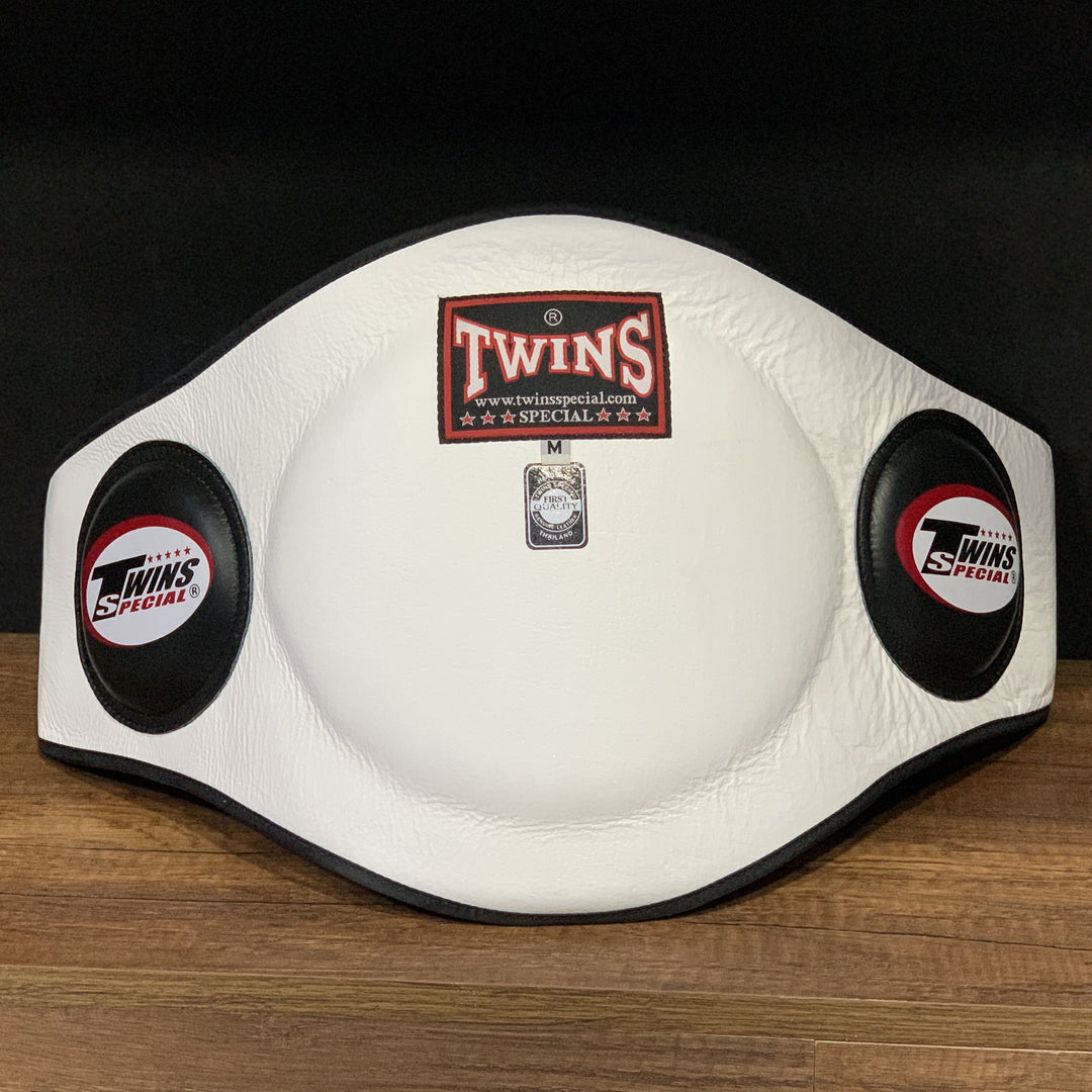 Cinturon Belly Pad de Boxeo y Muay Thai Twins Special - Blanco - 100% Cuero