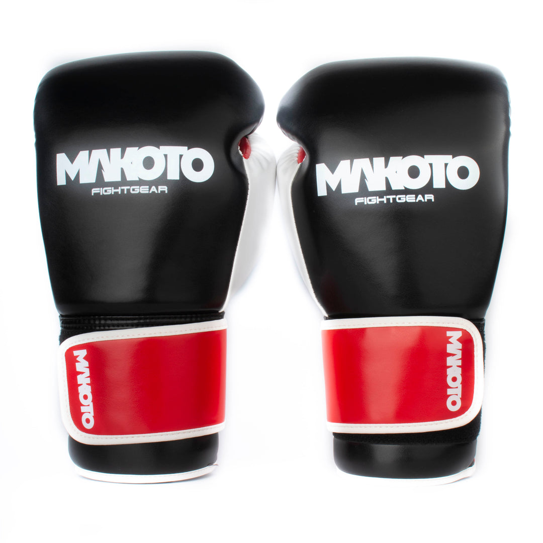 Guantes de Boxeo Makoto Basic Negro/Rojo/Blanco - 100% Poliuretano