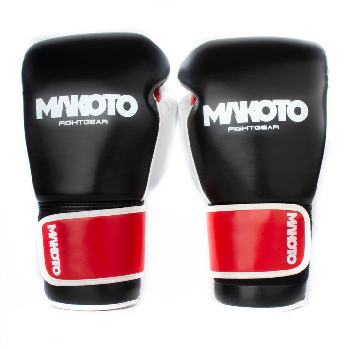 Guantes de Boxeo Makoto Basic Negro/Rojo/Blanco - 100% Poliuretano