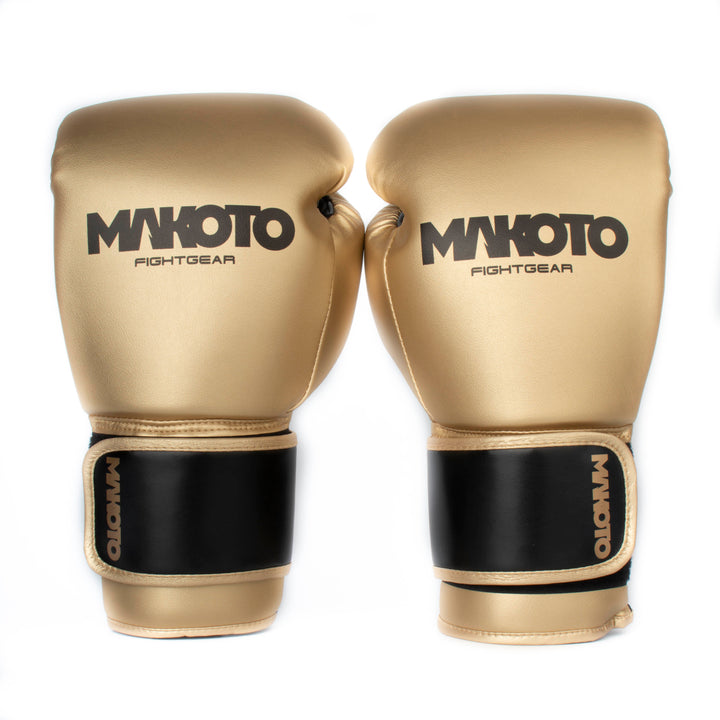 Guantes de Boxeo Makoto Basic Dorado/Negro - 100% Poliuretano