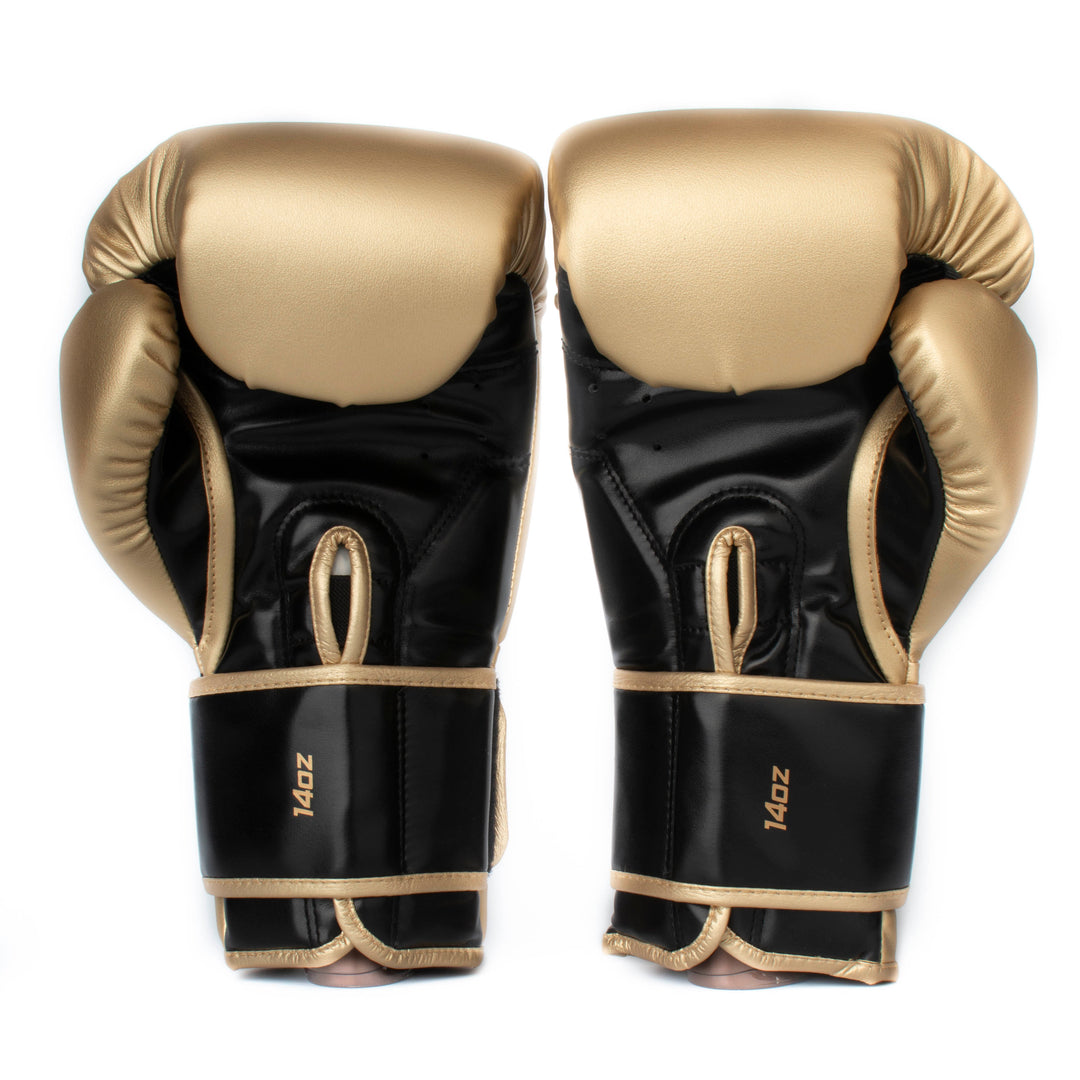 Guantes de Boxeo Makoto Basic Dorado/Negro - 100% Poliuretano