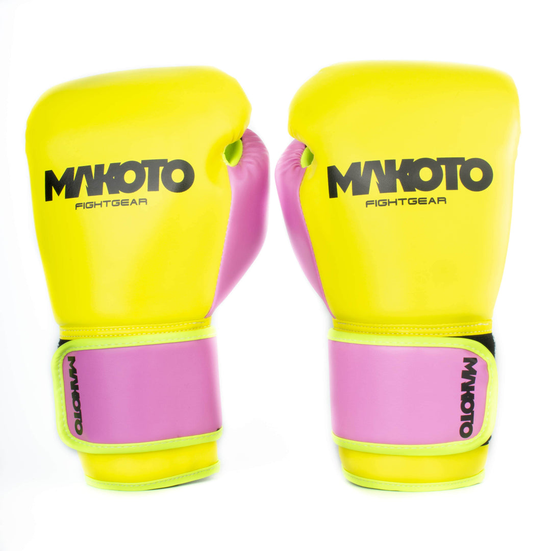 Guantes de Boxeo Makoto Basic Amarillo/Fucsia/Verde - 100% Poliuretano