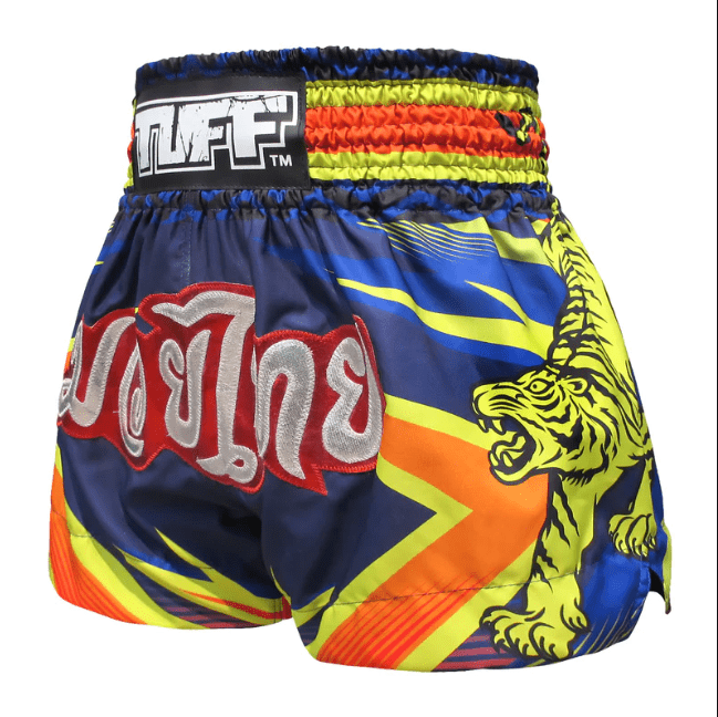 Shorts de Muay Thai Tuff Thunderbolt and Tiger Azul