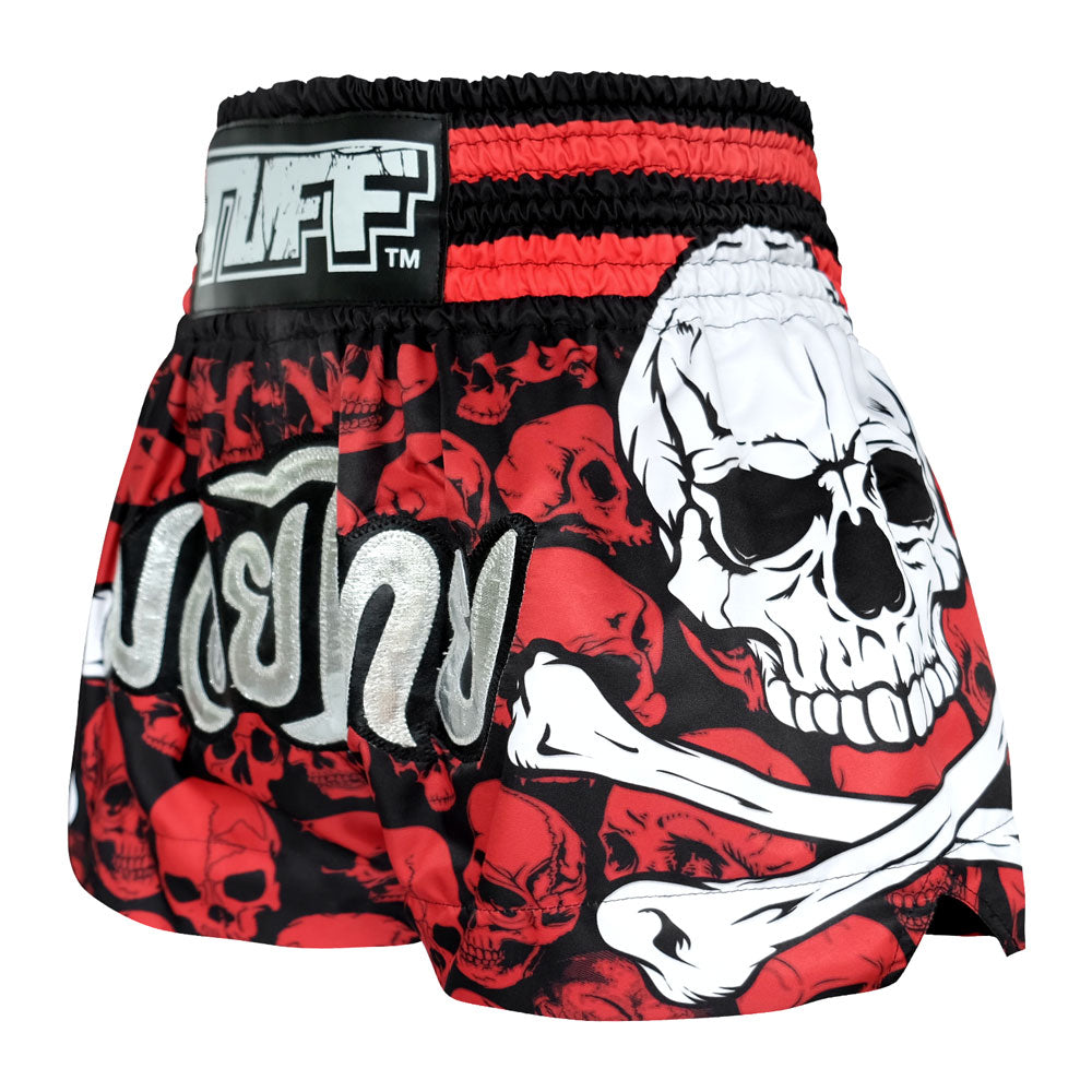 Shorts de Muay Thai Tuff Batalion Skull Rojo