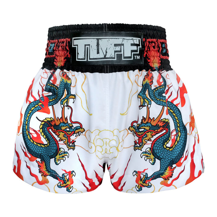 Shorts de Muay Thai Tuff Blue Dragon Blanco/Rojo