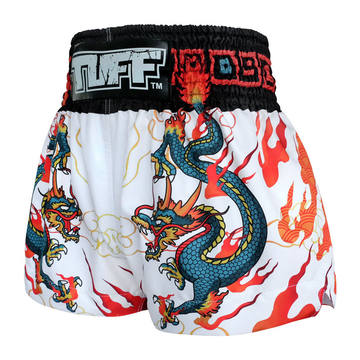 Shorts de Muay Thai Tuff Blue Dragon Blanco/Rojo