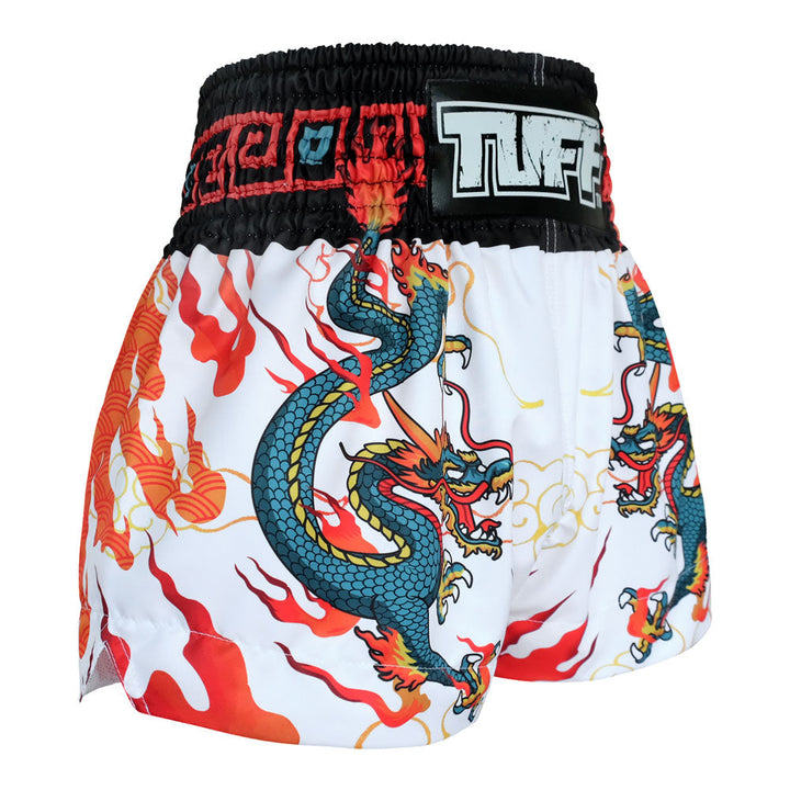 Shorts de Muay Thai Tuff Blue Dragon Blanco/Rojo