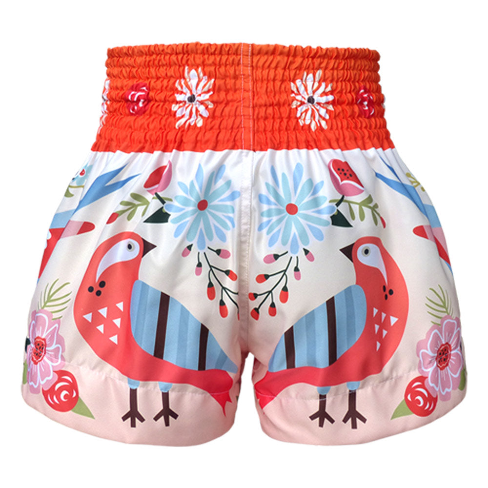 Shorts de Muay Thai Tuff Pastel Birds Naranja