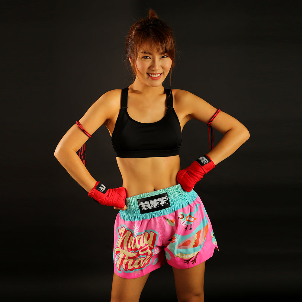 Shorts de Muay Thai Tuff Pastel Birds Rosado