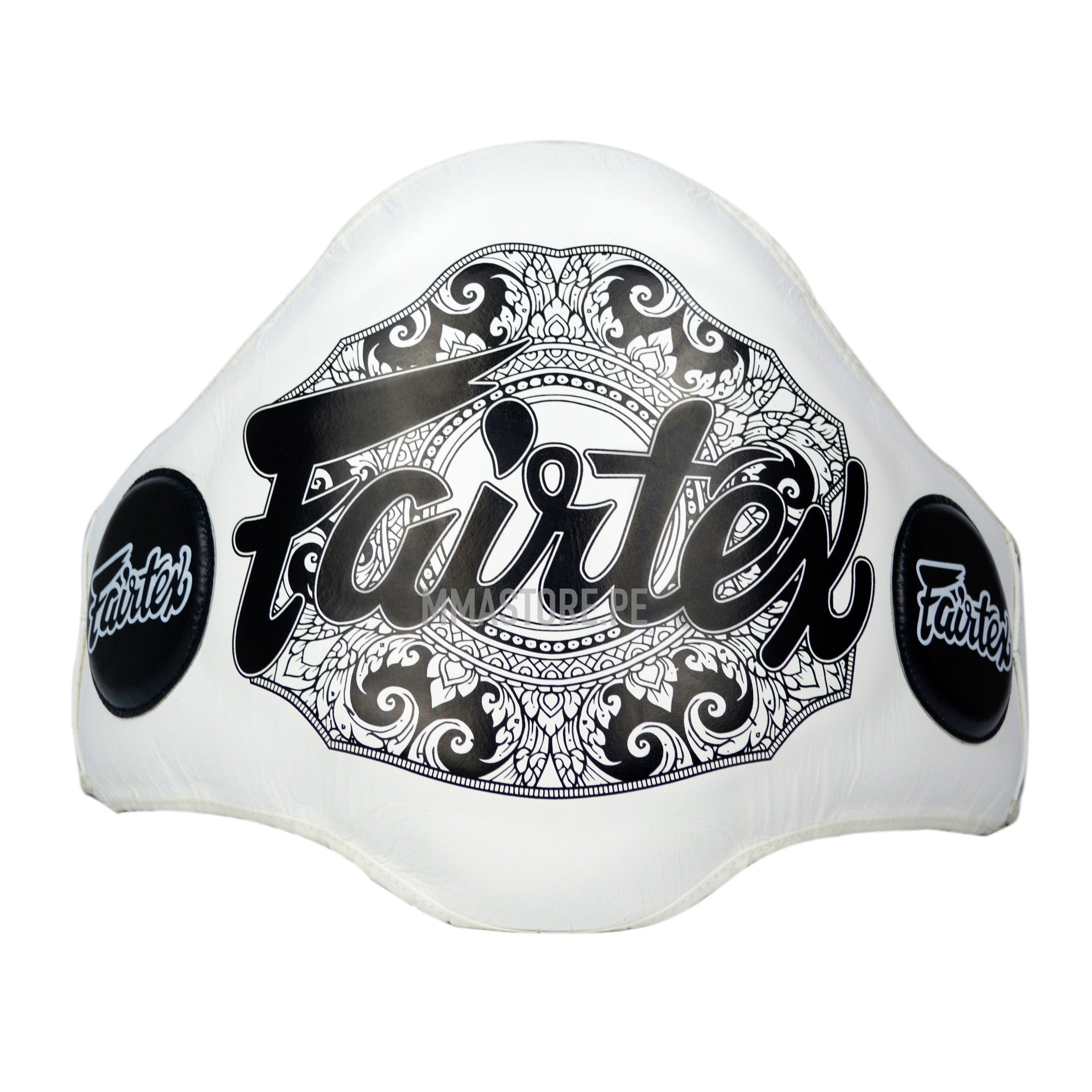 Cinturon Belly Pad Fairtex Champion Blanco - Muay Thai - Boxeo - 100% Cuero - MMA Store Peru