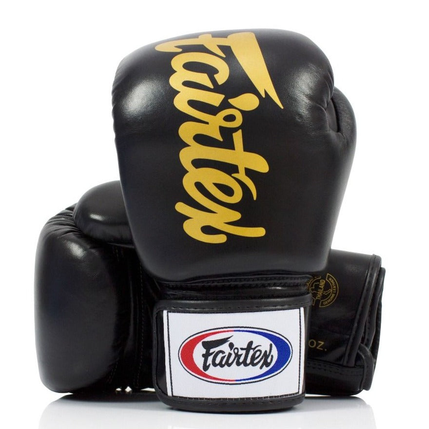 Guantes Fairtex Deluxe Muay Thai - Boxeo - Negro - 100% Cuero