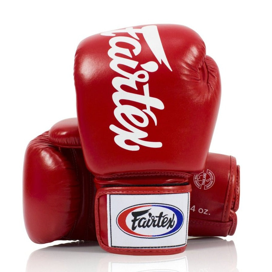 Guantes Fairtex Deluxe Muay Thai - Boxeo - Rojo - 100% Cuero